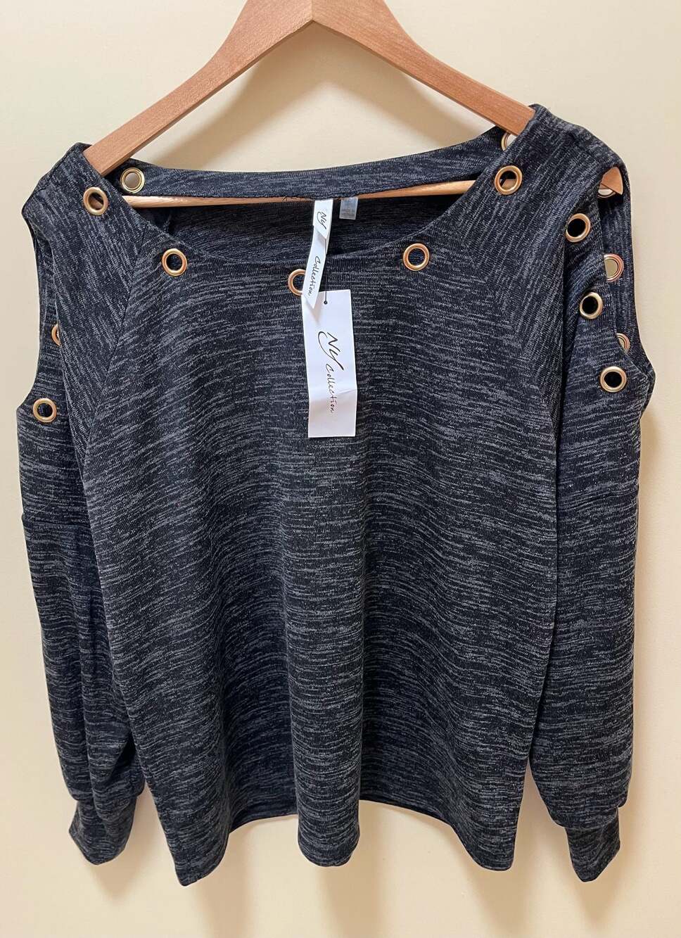 NY Collection Sweater Womens size Large Petite Black Pullover Long Sleeve New